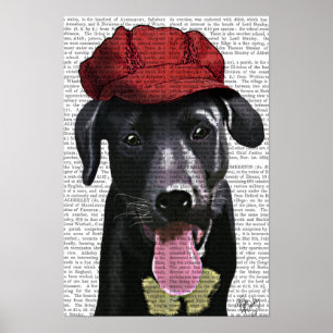 Affiches Black Labrador With Red Cap