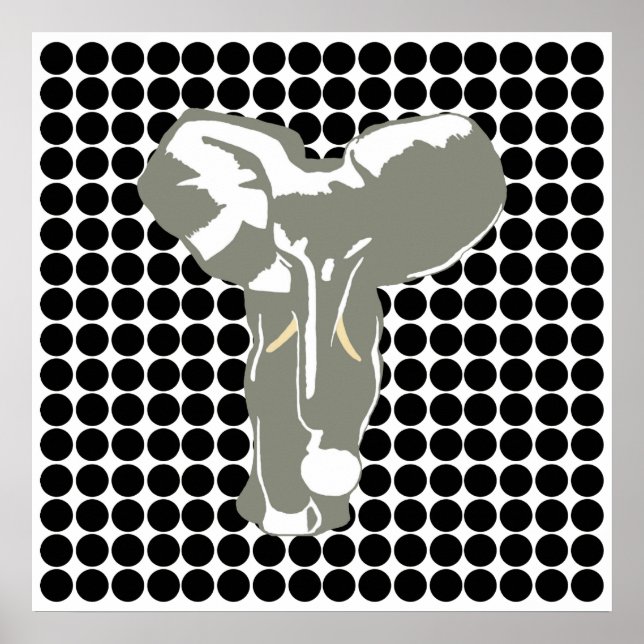 Affiches Black Safari point avec Pop Art Elephant (Devant)