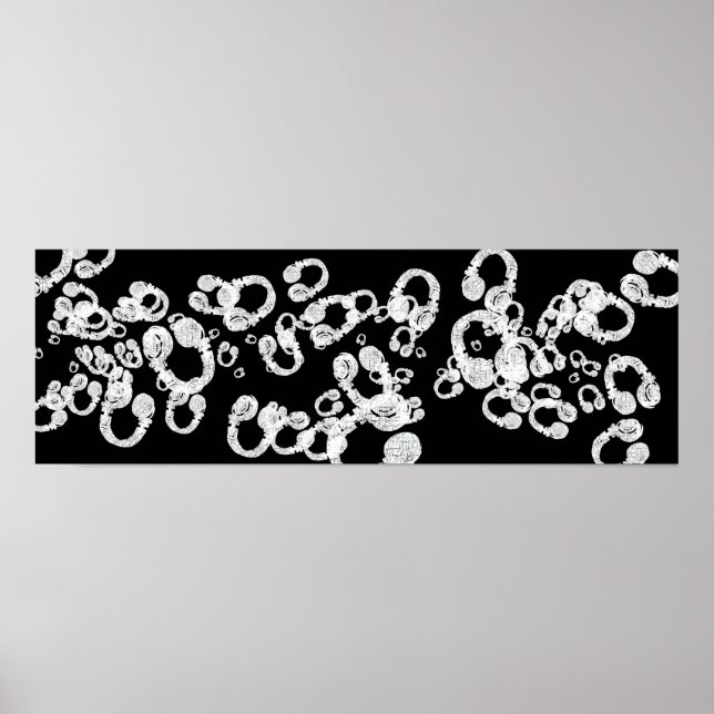 Affiches black&white DJ headphone (Devant)