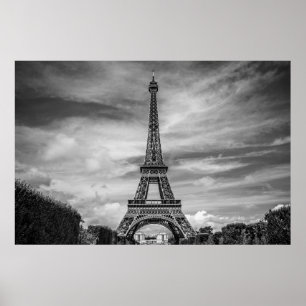 Affiches Black White Eiffel Tower Paris Europe Travel