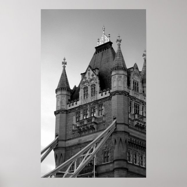 Affiches Black White London Tower Bridge Gros plan (Devant)
