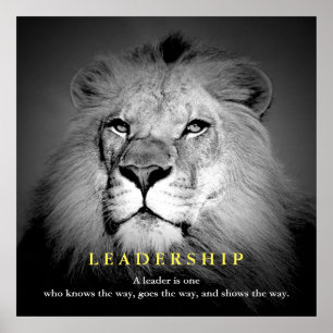 Affiches Black & White Motivational Leadership Quote Lion