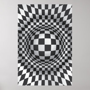 Affiches Black white op art illusion optique impression/aff