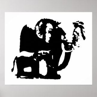 Affiches Black White Pop Art Baby & Maman Elephants