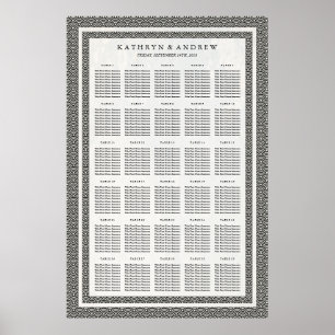Affiches Black+White Seigaiha Wedding/Event Seating Chart