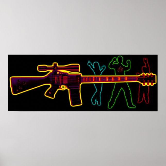 Affiches Blacklight de la guitare d'assaut (Devant)