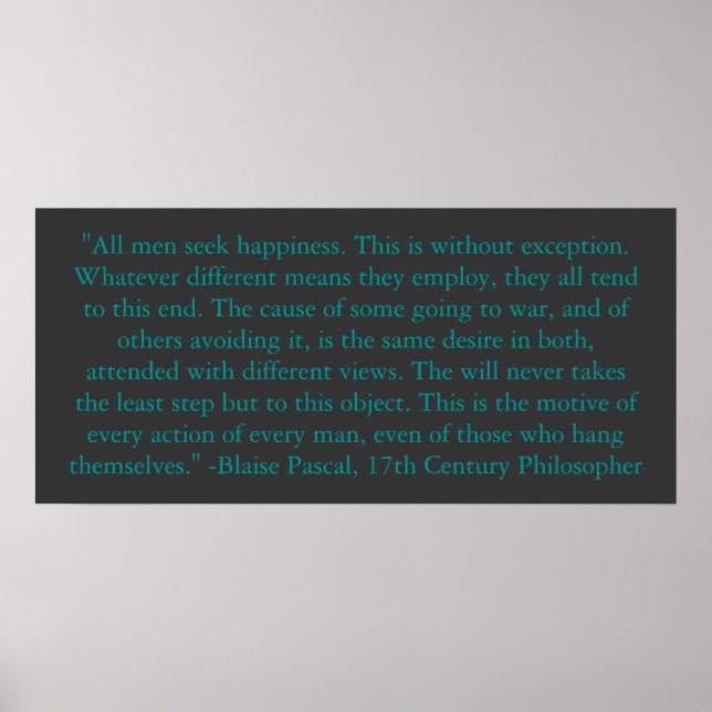 Affiches Blaise Pascal sur le bonheur de l'homme (Devant)