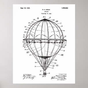 Affiches Blanc chaud d'affiche d'art de brevet du ballon à