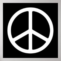 Blanc sur noir Symbole de paix Art Imprimer