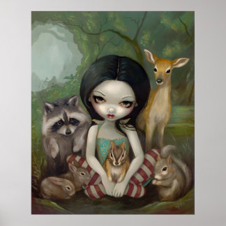 Affiches Blanche neige et ses amis animaux conte de fées Im