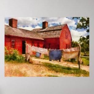 Affiches Blanchisserie - la corde à linge