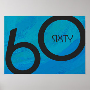 Affiches Bleu 60 Décennie Anniversaire