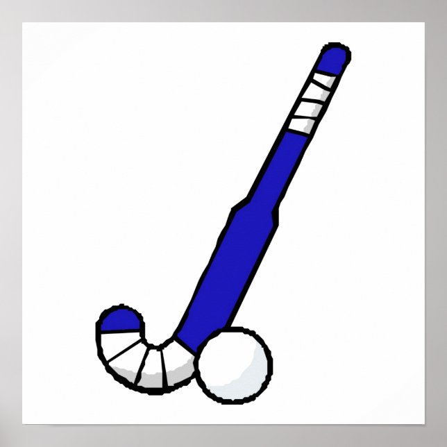 Affiches Bleu bâton de hockey (Devant)
