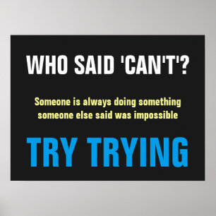 Affiches Bleu blanc gris qui dit ne peut pas citer Imprimer