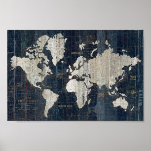 Affiches Bleu de carte de Vieux Monde