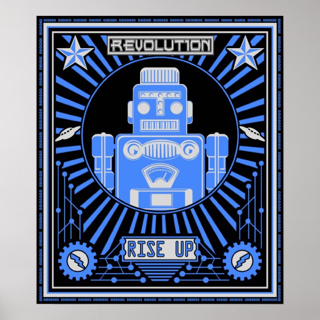 Affiches Bleu de la révolution robotique (Devant)