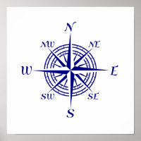 Bleu de marine sur blanc Décor côtier Rose de bous