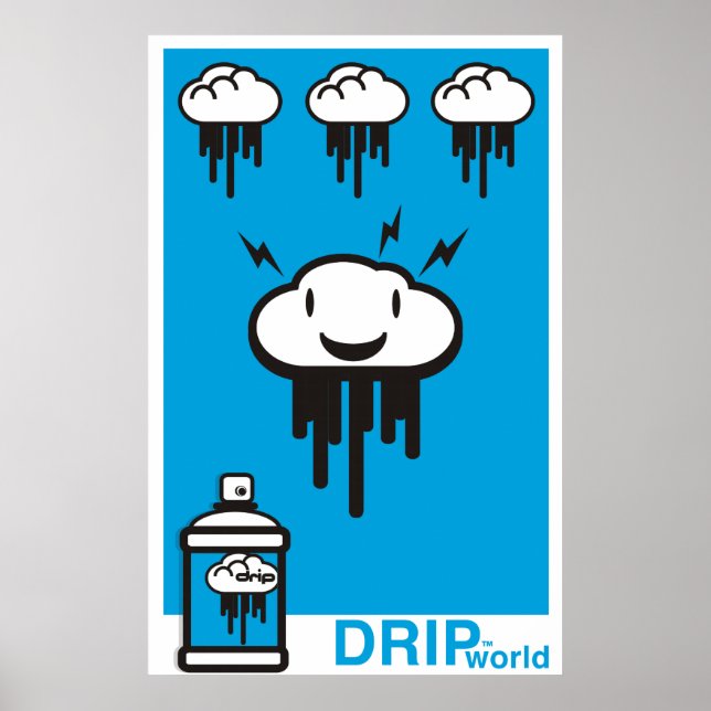 Affiches Bleu du monde de goutte (Devant)