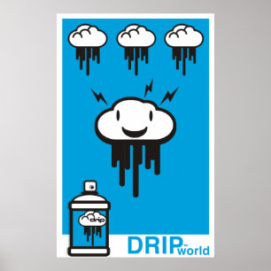 Affiches Bleu du monde d'égouttement