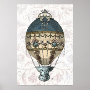 Affiches Bleu et crème baroques de ballon