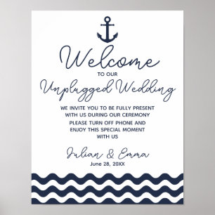 Affiches Bleu marine nautique Bienvenue sur notre imprimé d