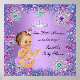 Affiches Bleu sarcelle Violet Rose Princesse Baby Shower Br