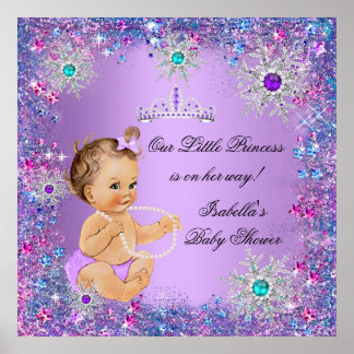 Affiches Bleu sarcelle Violet Rose Princesse Baby Shower Br