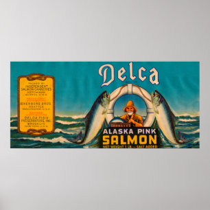 Affiches Bleu saumoné de label de marque de Delca