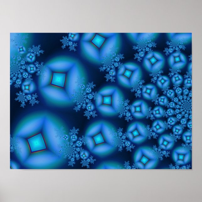 Affiches Bleuets Diamants Art Fractal fin (Devant)