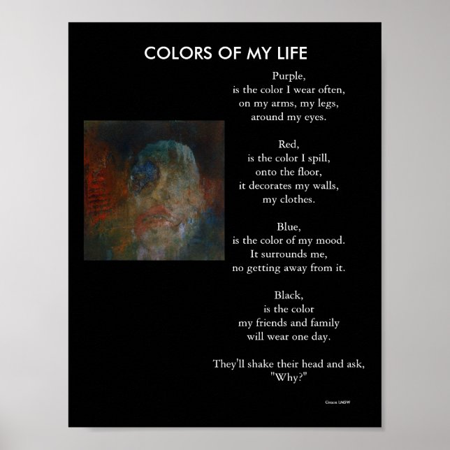 Affiches bleus-couleurs, pourpre, est la couleur que je por (Devant)