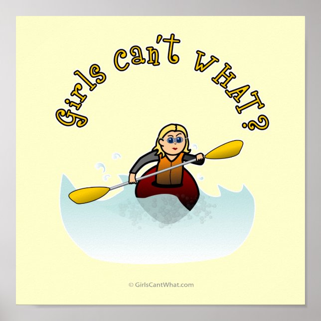 Affiches Blonde Female Kayaker (Devant)