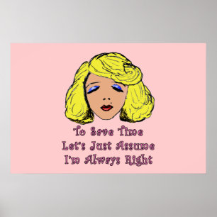 Affiches Blonde Glamor Girl Économisez du temps toujours dr