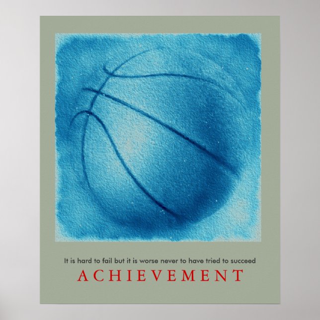 Affiches Blue Grey Basketball Motivationnel unique (Devant)