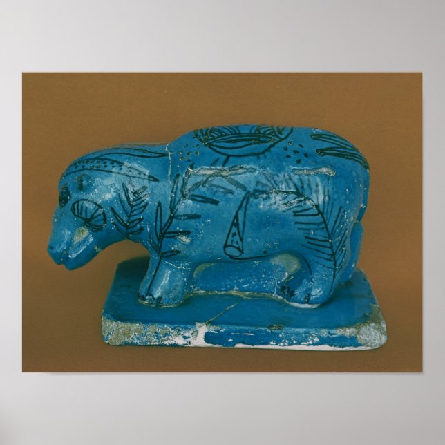 Affiches Blue hippopotamus with black decoration (Devant)