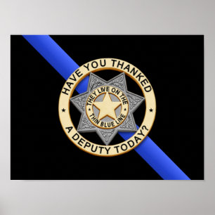 Affiches Blue Line mince diminuent et Badge