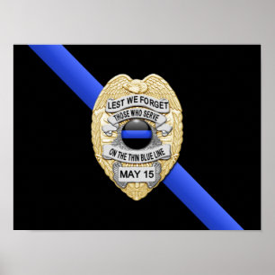 Affiches Blue Line mince diminuent et Badge