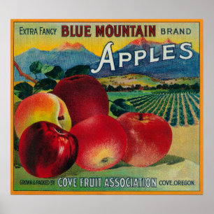 Affiches Blue Mountain Apple Crate LabelCove, OU