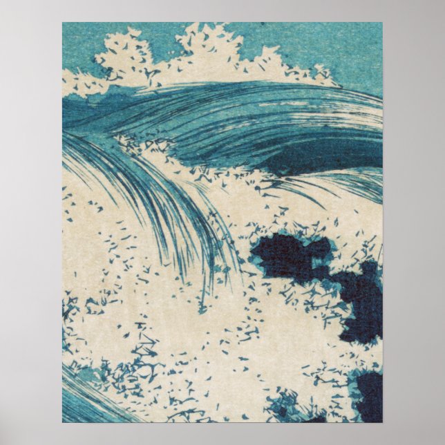 Affiches Blue Ocean Waves Bois japonais (Devant)