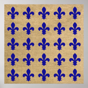 Affiches Blue Parisien Moods Fleur de Lys Motif