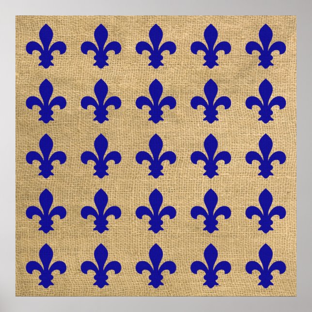 Affiches Blue Parisien Moods Fleur de Lys Motif (Devant)