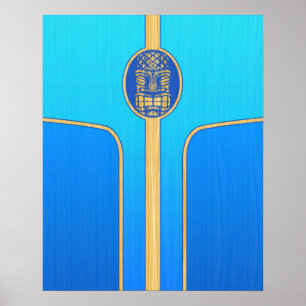 Affiches Blue Retro Tiki Surboard