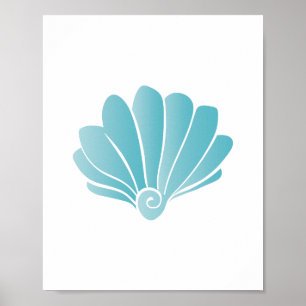 Affiches Blue Seashell Beach Art
