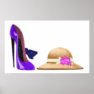 Affiches Blue Stiletto Chaussures et art Casquette