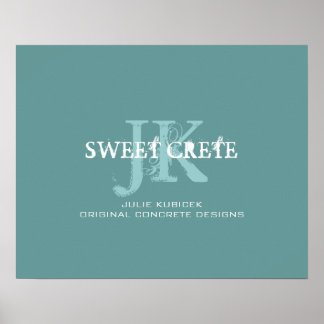 Affiches Blue White Vintage Shop Business Monogram Logo