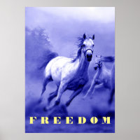 Blue Wild Horses Motivation Freedom Artwork
