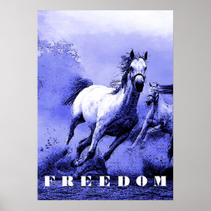 Affiches Blue Wild Horses Motivation Freedom Artwork