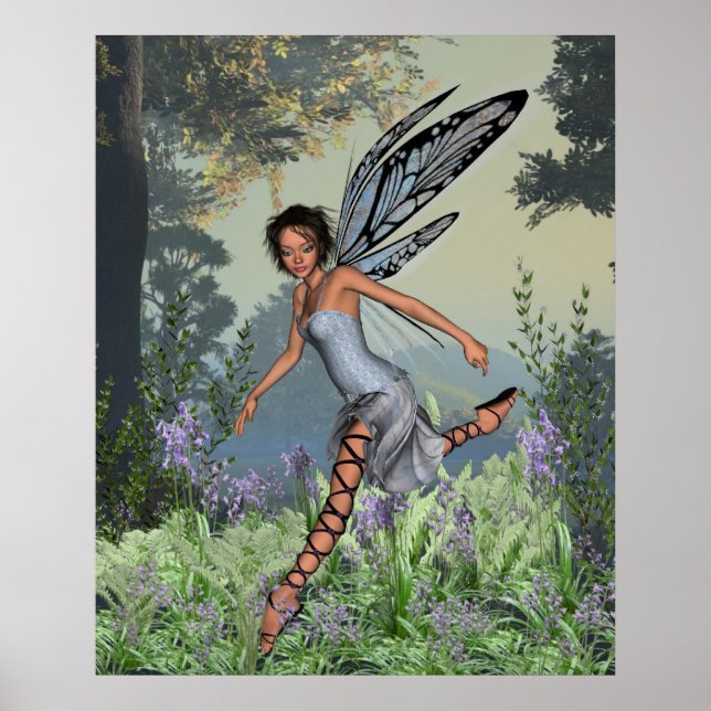 Affiches Bluebell Fairy in Spring Woodland (Devant)