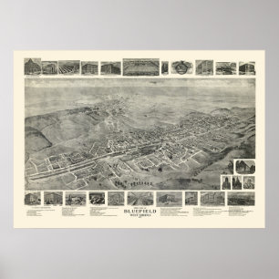 Affiches Bluefield, carte panoramique de WV - 1911