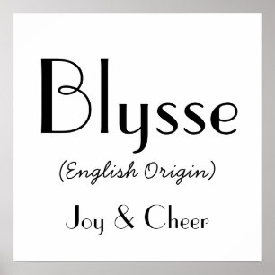 Affiches Blysse Origine Anglaise Avec Signification En Blan