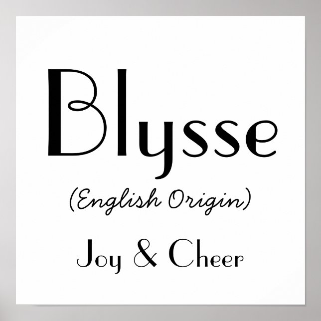 Affiches Blysse Origine Anglaise Avec Signification En Blan (Devant)